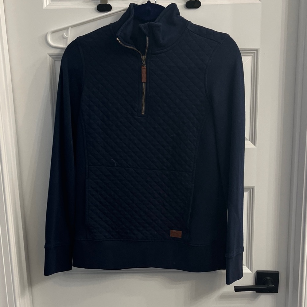 L.L. Bean Women's Dark Blue Quilted Zip-Up Sweater